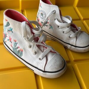Converse Kids White High-Tops with Cactus Embroidery